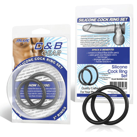 Набор из двух черных силиконовых колец разного диаметра SILICONE COCK RING SET 