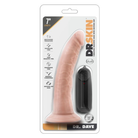 Телесный вибратор-реалистик Dr. Dave 7 Inch Vibrating Cock - 19 см. 