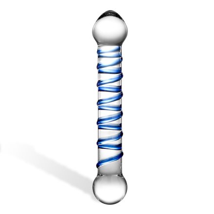 Прозрачный фаллос с голубой спиралью Spiral Dildo - 17 см. 