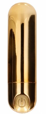 Золотистая перезаряжаемая вибропуля 7 Speed Rechargeable Bullet - 7,7 см. 