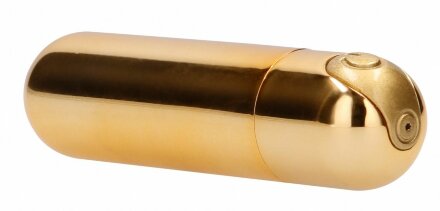 Золотистая перезаряжаемая вибропуля 7 Speed Rechargeable Bullet - 7,7 см. 