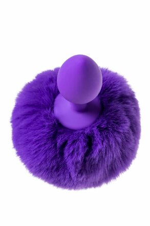 Фиолетовая анальная втулка Sweet bunny с фиолетовым пушистым хвостиком 