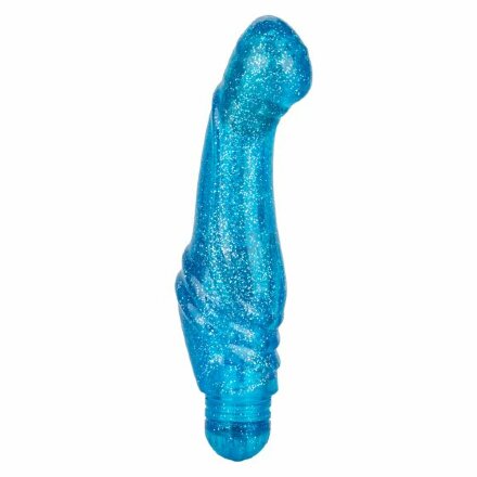 Голубой вибратор с блёстками G Glitz - 17,5 см. 