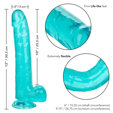 Аквамариновый фаллоимитатор-гигант Size Queen 10  - 30,5 см. 