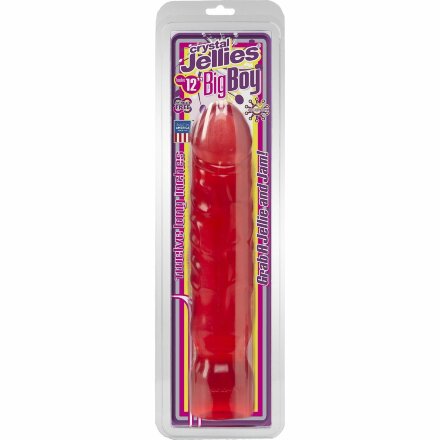 Большой розовый фаллоимитатор Crystal Jellies 12&quot; Big Boy - 29,5 см. 