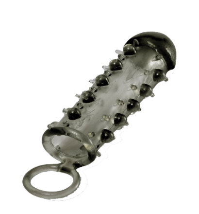 Дымчатая стимулирующая насадка с закрытой головкой SAMURAI PENIS SLEEVE BLACK - 14,5 см. 