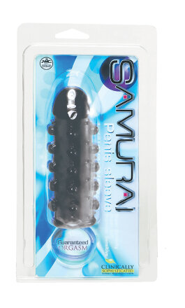 Дымчатая стимулирующая насадка с закрытой головкой SAMURAI PENIS SLEEVE BLACK - 14,5 см. 