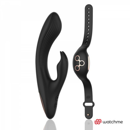 Черно-золотой вибратор-кролик с пультом-часами Anne s Desire Rabbit Vibe Wireless Watchme - 20,5 см. 