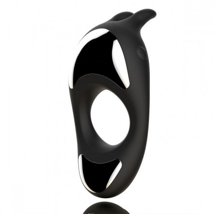 Черное эрекционное кольцо с двумя моторами Zeus Dual Vibe Cock Ring 