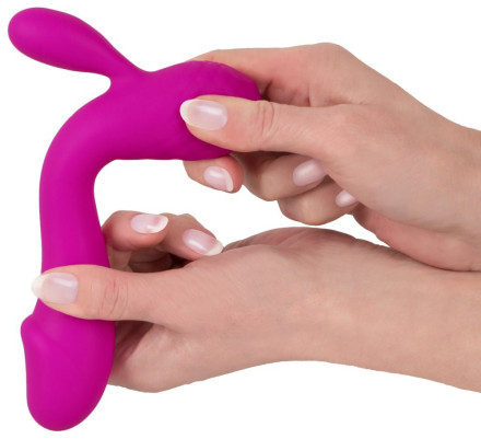 Лиловый вибратор-кролик Super Soft Silicone Rabbit Vibrator - 17,7 см. 