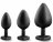 Набор из 3 черных пробок с прозрачным кристаллом-сердечком Bling Plugs Training Kit 