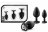 Набор из 3 черных пробок с прозрачным кристаллом-сердечком Bling Plugs Training Kit 
