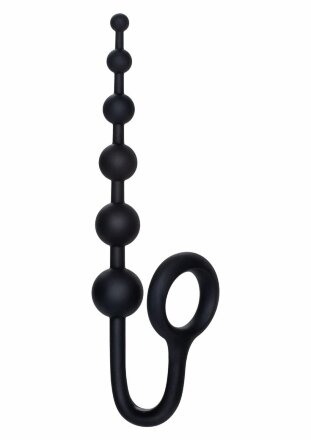 Чёрный анальный стимулятор с кольцом COLT BUDDY BALLS - 18,5 см. 
