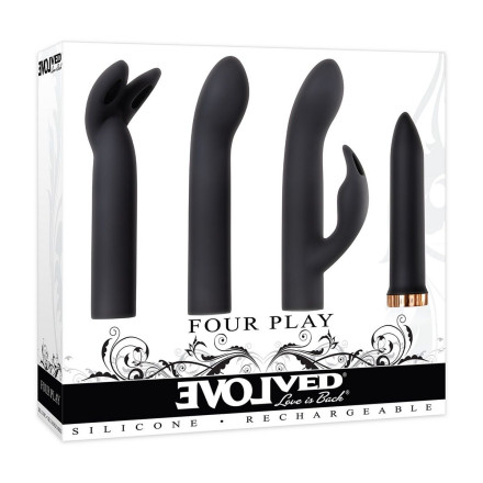 Набор из вибропули и 3 сменных насадок Four Play 