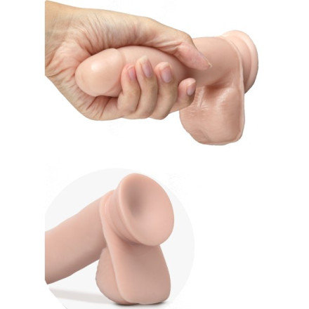 Телесный фаллоимитатор 7 inch Self Lubricating Dildo with Balls - 17,8 см. 