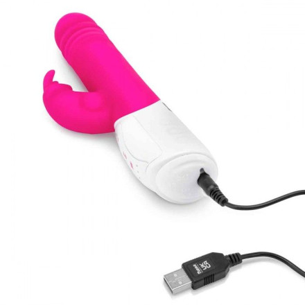 Розовый пульсирующий вибромассажер G-Spot Thrusting Rabbit - 24 см. 