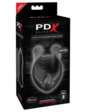 Чёрный мастурбатор Vibrating Silicone Stimulator с вибрацией 