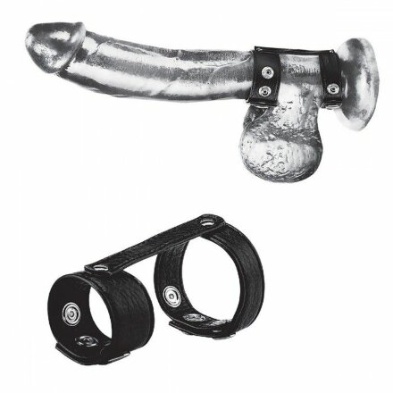 Утяжка на пенис с клёпками Duo Snap Cock And Ball Ring 