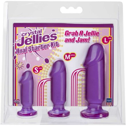 Набор из трех фиолетовых анальных фаллоимитаторов Crystal Jellies Anal Starter Kit 