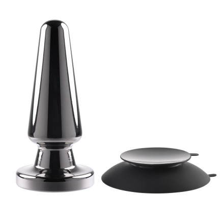 Черная анальная вибропробка Advanced Metal Plug - 13,8 см. 