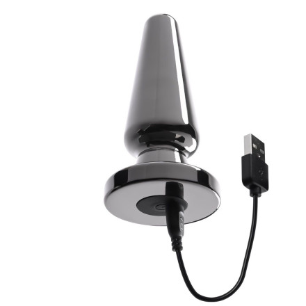 Черная анальная вибропробка Advanced Metal Plug - 13,8 см. 