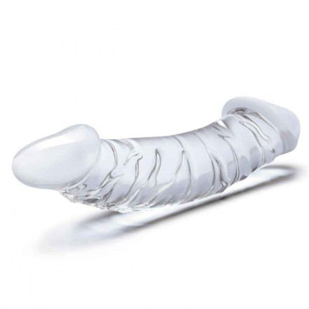 Прозрачный двухголовый стимулятор с рельефом 10,5  Girthy Realistic Glass Double Dong - 26,7 см. 