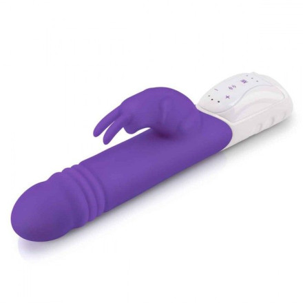 Фиолетовый пульсирующий вибромассажер G-Spot Thrusting Rabbit - 24 см. 