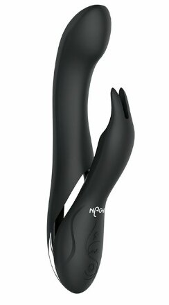 Черный вибратор-кролик NAGHI NO.33 RECHARGEABLE DUO VIBRATOR - 23 см. 