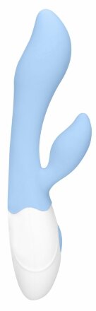 Голубой G-spot вибратор Sunset со стимулятором клитора - 20 см. 