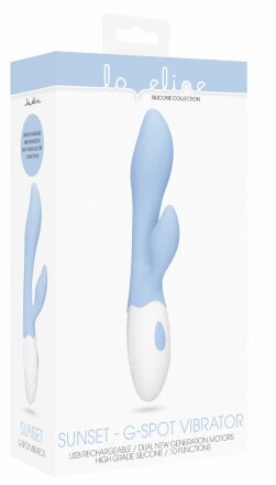 Голубой G-spot вибратор Sunset со стимулятором клитора - 20 см. 