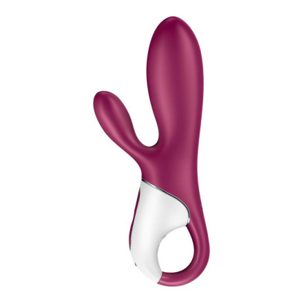 Малиновый вибратор-кролик Hot Bunny с функцией нагрева - 17,5 см. 
