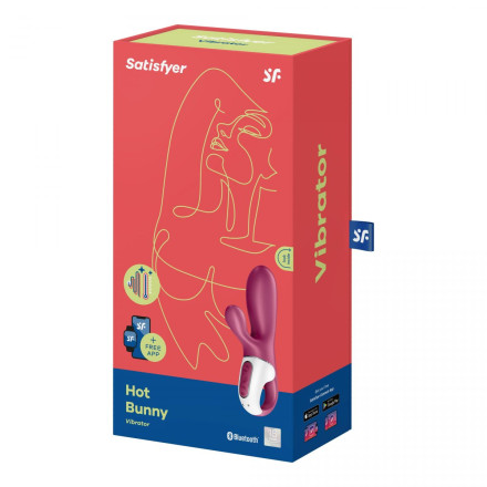 Малиновый вибратор-кролик Hot Bunny с функцией нагрева - 17,5 см. 