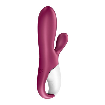 Малиновый вибратор-кролик Hot Bunny с функцией нагрева - 17,5 см. 