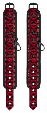 Красно-черные наручники и наножники Luxury Hogtie 