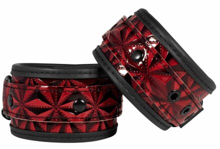 Красно-черные наручники и наножники Luxury Hogtie 