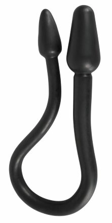 Черный двусторонний анальный плаг с гибким соединением Double Plug 