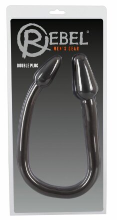 Черный двусторонний анальный плаг с гибким соединением Double Plug 