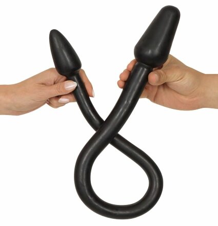 Черный двусторонний анальный плаг с гибким соединением Double Plug 