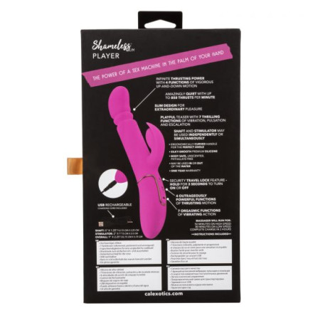Лиловый вибратор с поступательными движениями Shameless Slim Player - 22,75 см. 