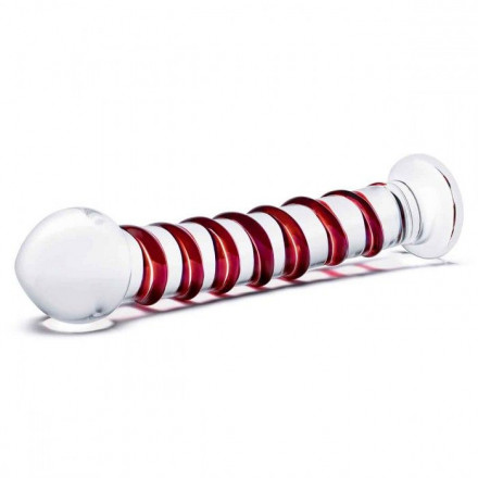 Прозрачный стимулятор с красной спиралью 10  Mr. Swirly Dildo - 25,4 см. 