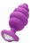 Фиолетовая анальная пробка Regular Ribbed Diamond Heart Plug - 7 см. 