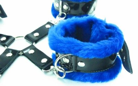 Набор фиксаторов с синим мехом BDSM Light 