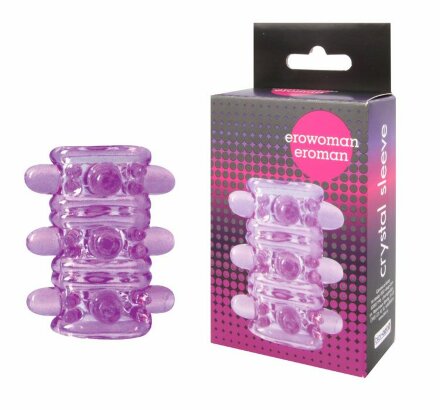 Открытая фиолетовая насадка на пенис Crystal Sleeve - 5,5 см. 