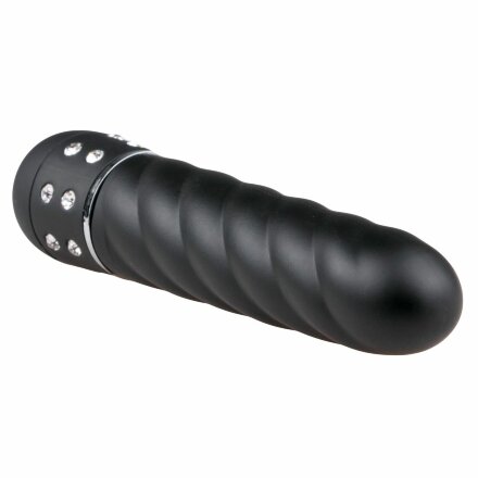 Черный мини-вибратор Diamond Twisted Vibrator - 11,4 см. 