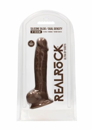 Коричневый фаллоимитатор Silicone Dildo With Balls - 22,8 см. 