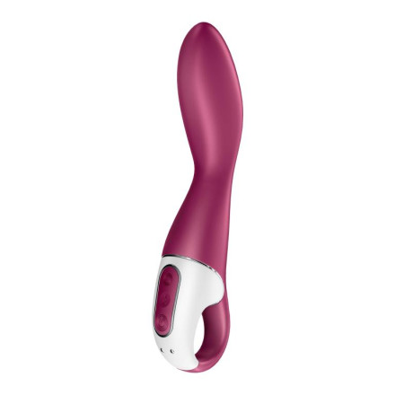 Малиновый вибромассажер для стимуляции G-точки Heated Thrill - 20,6 см. 