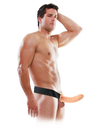 Полый страпон 8&quot; Hollow Strap-On телесного цвета - 19 см. 