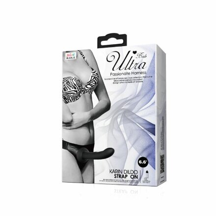 Страпон на эластичных ремнях Ultra Harness Karin Dildo - 16,8 см. 