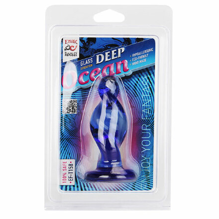 Стеклянная анальная пробка спиральной формы Deep Ocean - 10 см. 