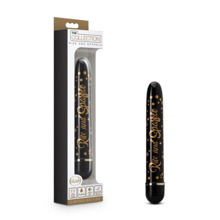 Черно-золотистый классический вибратор Rise and Sparkle - 17,8 см. 